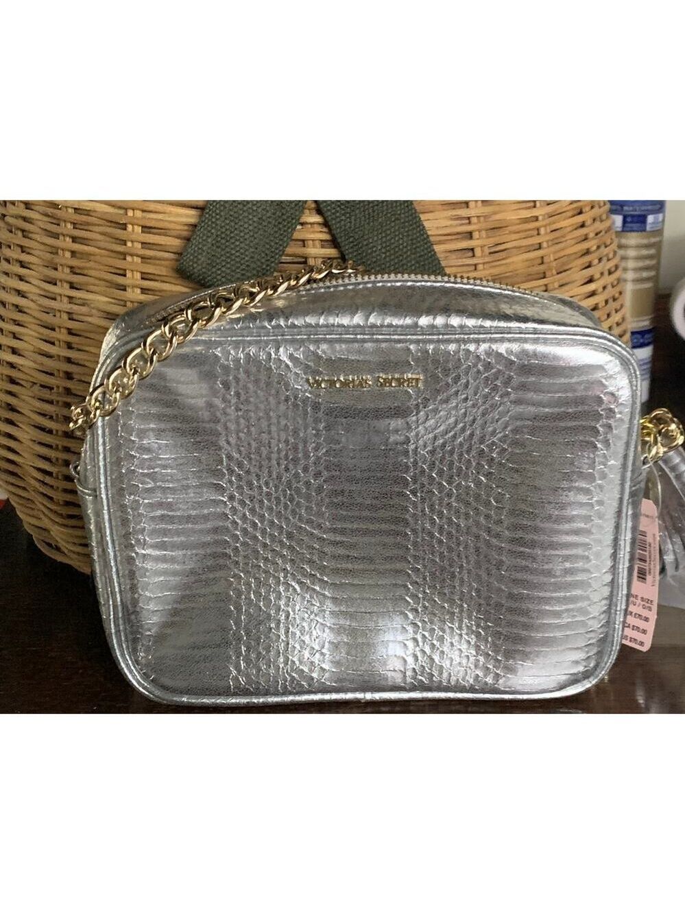 Victoria's secret fashion show silver snake crossbody gold chain strap